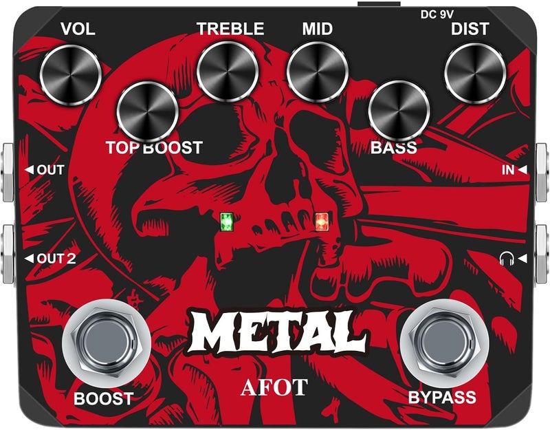 AFOT Heavy Metal Distortion Guitar Pedal, Realize the Sounds of Metal, Rock and Punk, Muff Top Boost Distortion Guitar Effect Pedal with 80s or 90s Metal Sounds and Earphone Useable Output Ture Bypass - Image 1